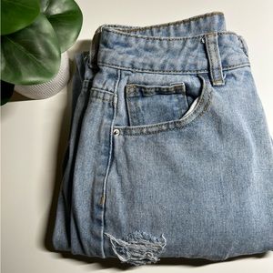 Light wash ripped mom jeans